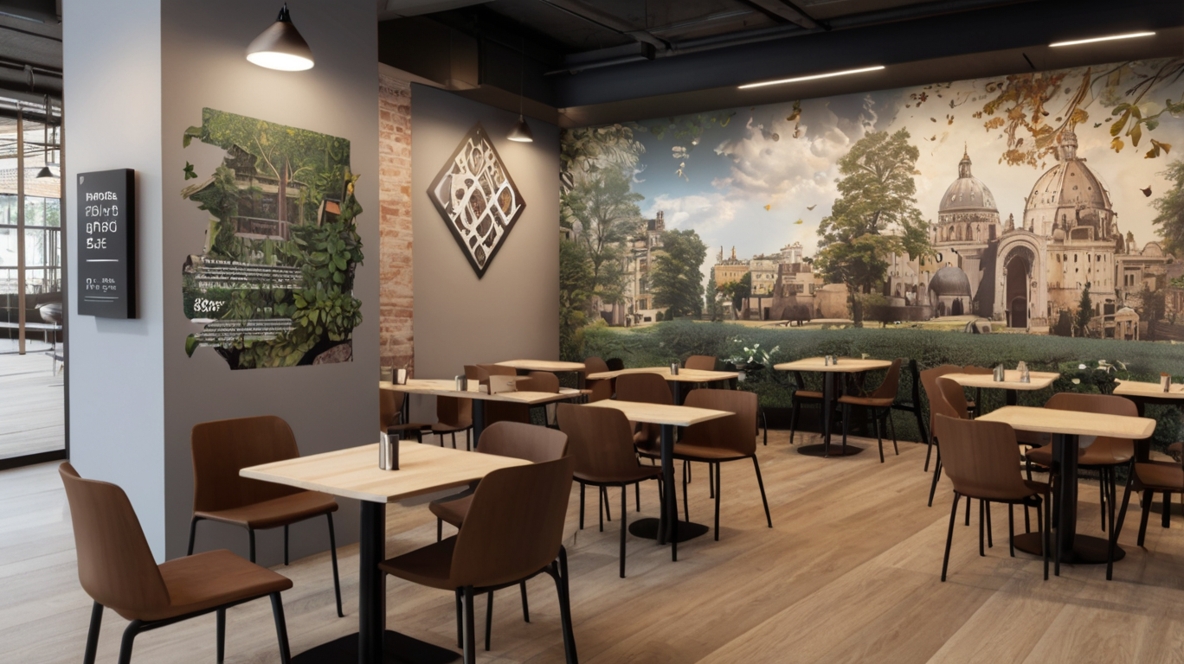AR Tech Wall Graphics in Public Spaces and Cafes
